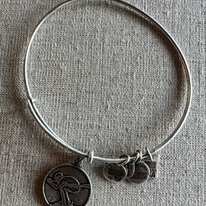 Alex & Ani Silver Skier Charm Bangle Bracelet